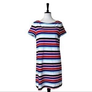 Tommy Hilfiger Tee Shirt Dress Cotton Red White Pink Blue Stripes Size Large